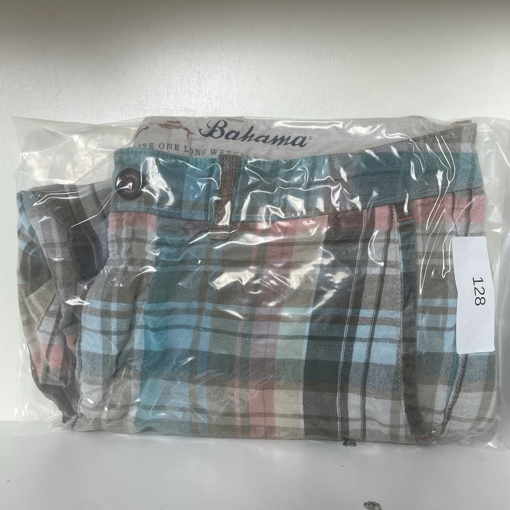 Tommy Bahama Shorts Mens 30 Multicolor Plaid Chinos Linen Blend Preppy Casual - Picture 15 of 16